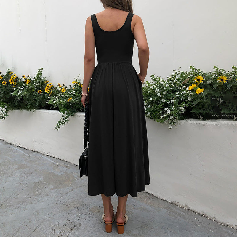 Elodie | Square Neck Pleated Midi Dress