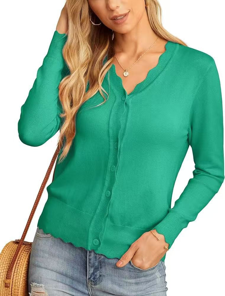 Juliette | Ruffled V-Neck Knit Cardigan