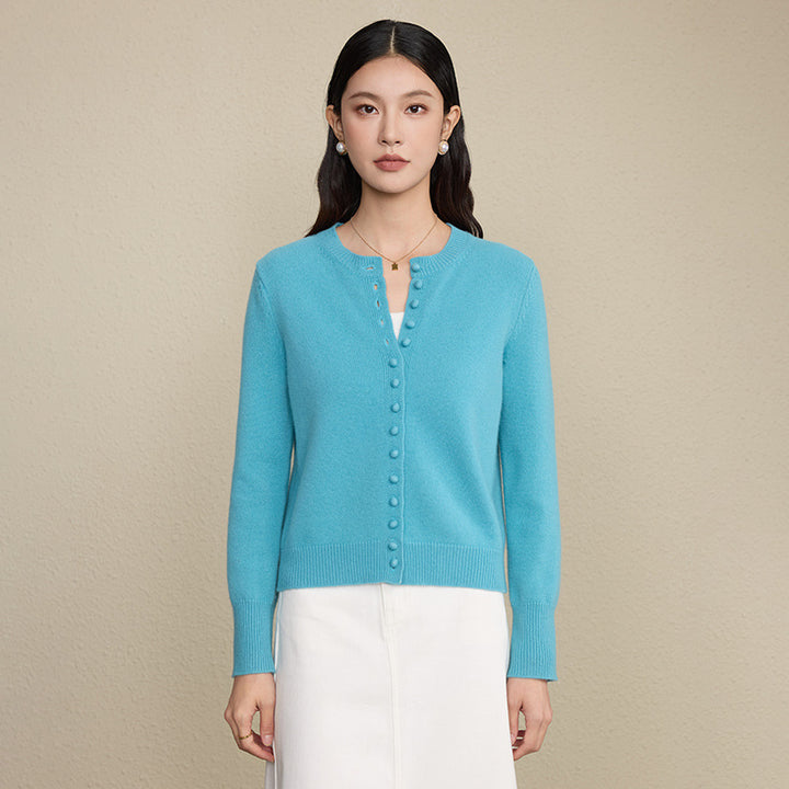 Isla | Wool Round Neck Knitted Cardigan
