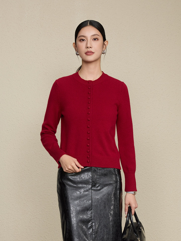 Isla | Wool Round Neck Knitted Cardigan