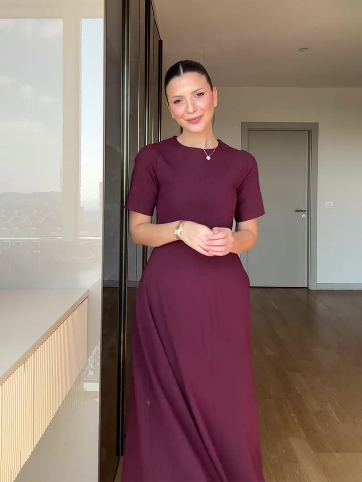Celeste | Retro Short-Sleeve Maxi Dress
