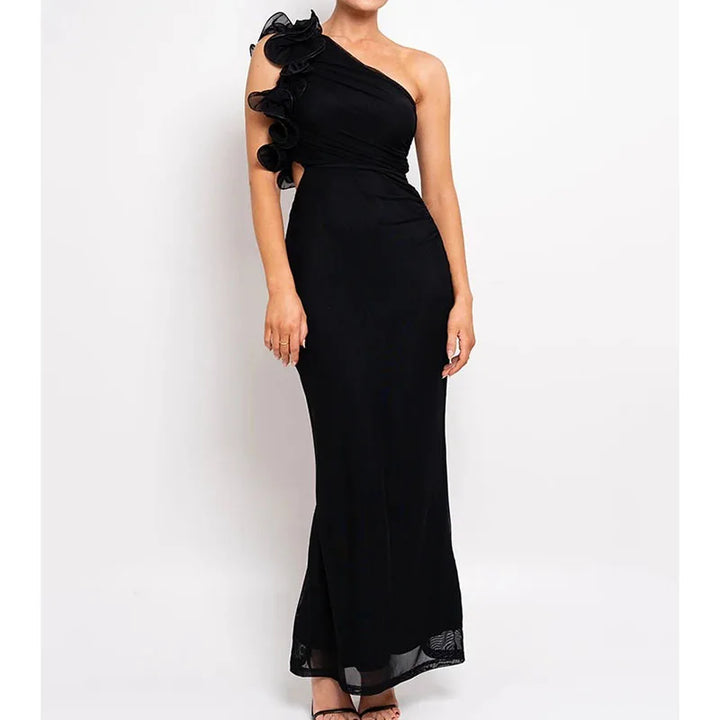 Seraphina | One-Shoulder Bloom Mesh Gown