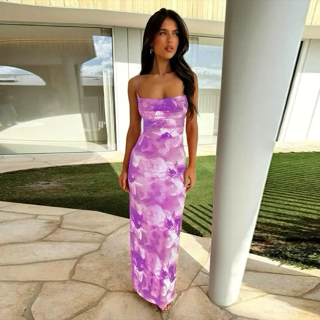 Elora | Floral Spaghetti Strap Bodycon Dress