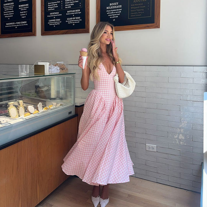 Clarisse | Plaid Print Midi Dress