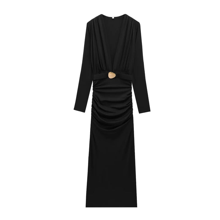 Vivienne | Pleated Long Sleeve Dress