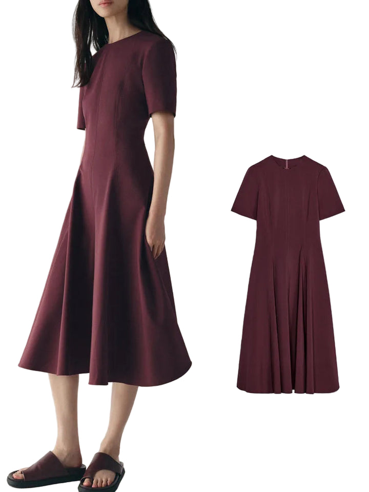 Amara | Wave-Detail A-Line Midi Dress
