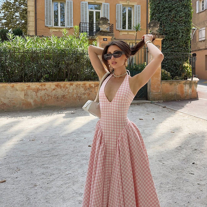 Clarisse | Plaid Print Midi Dress