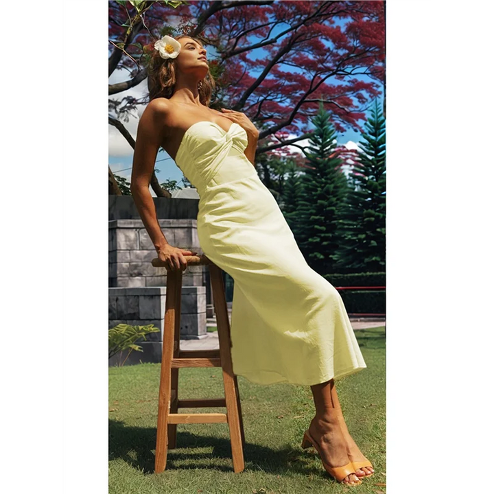Maribel | Strapless Sweetheart Midi Dress