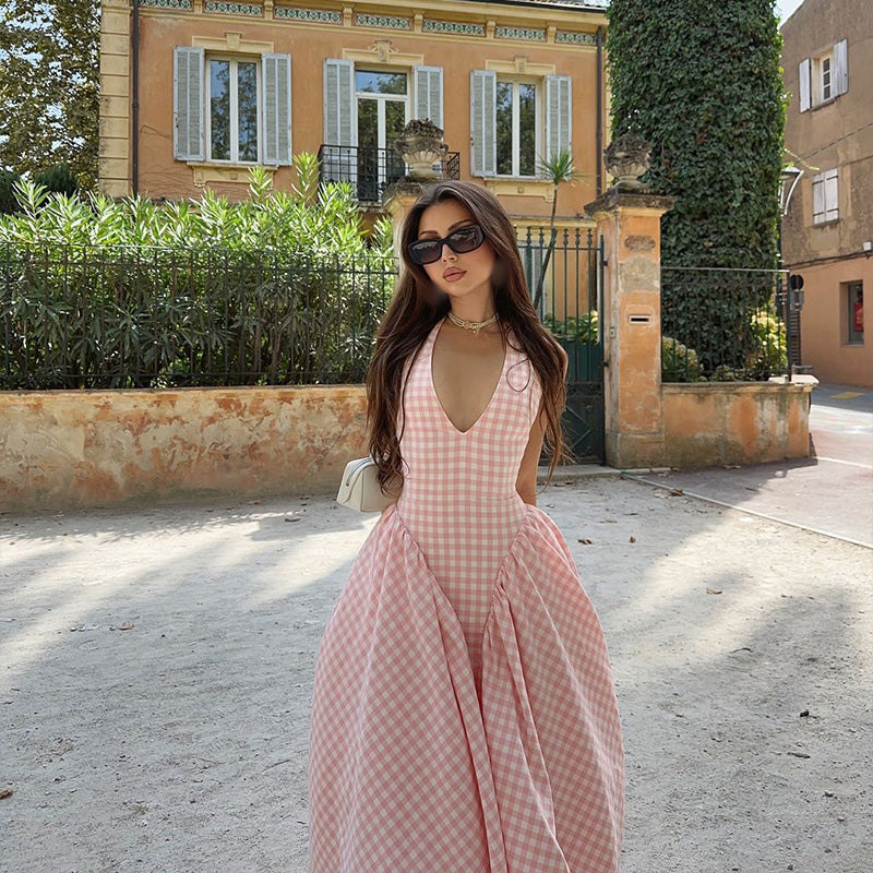 Clarisse | Plaid Print Midi Dress