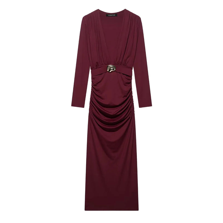 Vivienne | Pleated Long Sleeve Dress