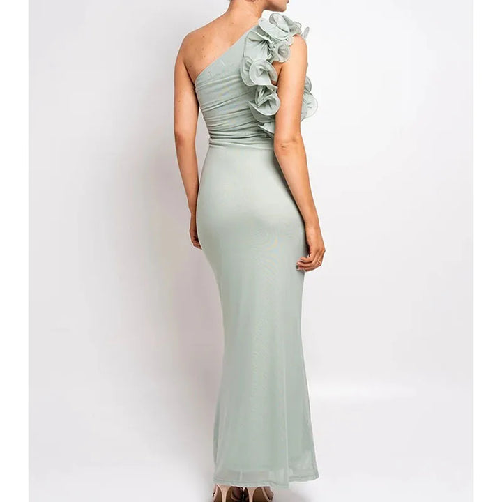 Seraphina | One-Shoulder Bloom Mesh Gown