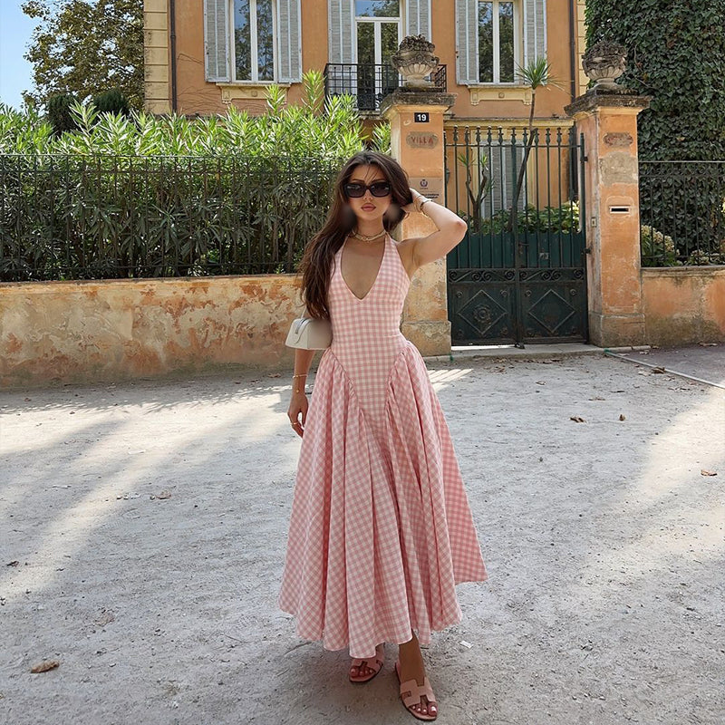 Clarisse | Plaid Print Midi Dress