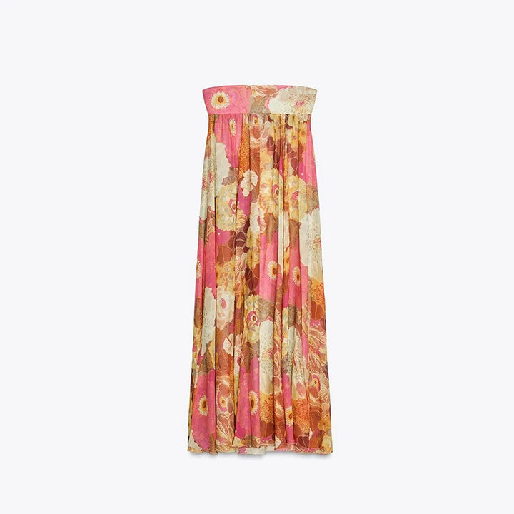 Liora™ | Printed Backless Tube Top Maxi Dress