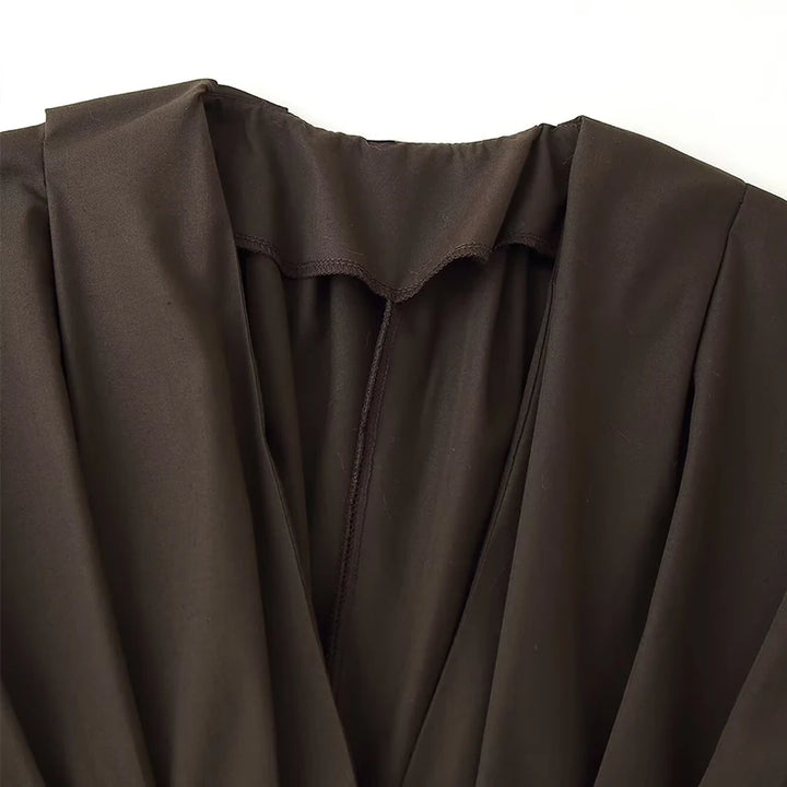 Elara | Draped High-Waist A-Line Dress
