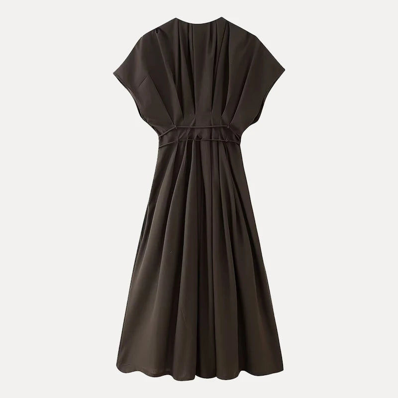 Elara | Draped High-Waist A-Line Dress