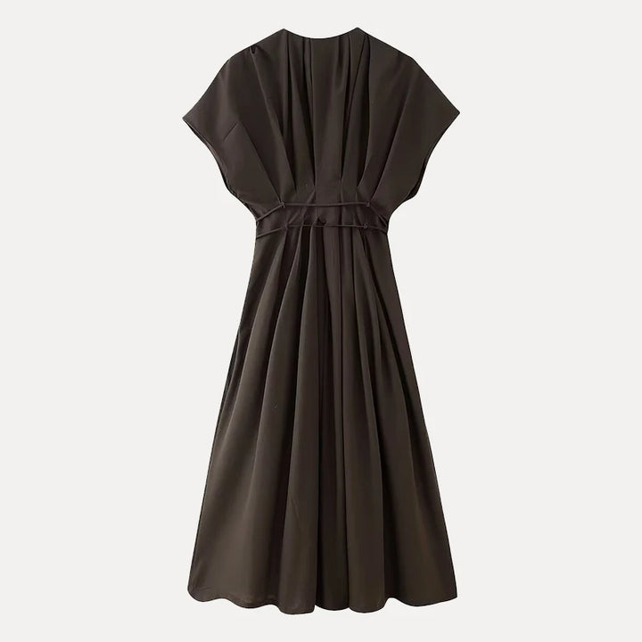 Elara | Draped High-Waist A-Line Dress