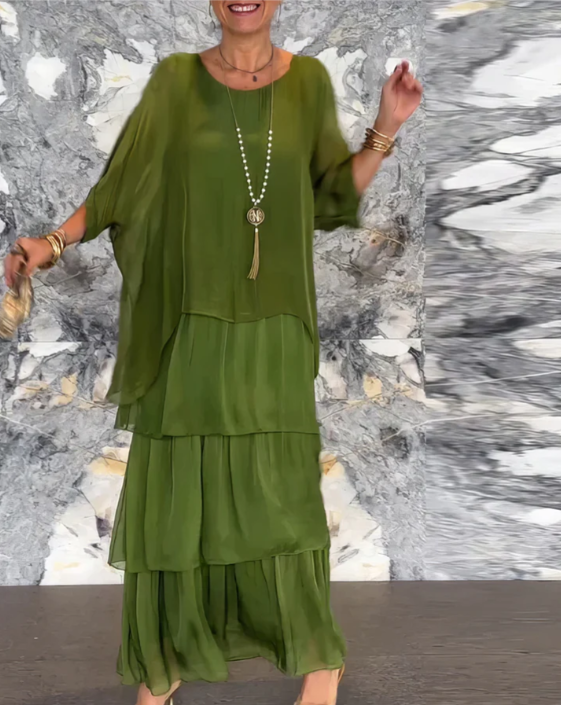 Caroline™ | Relaxed Fit Maxi Dress with Round Neck