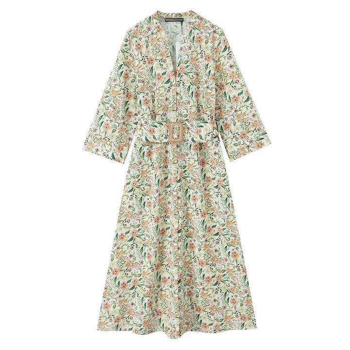 Odette | Vintage Print Backless Midi Dress