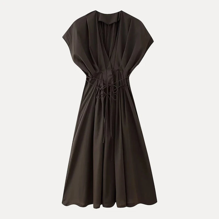 Elara | Draped High-Waist A-Line Dress
