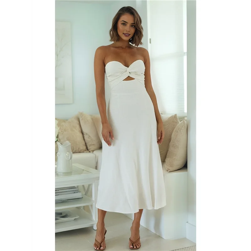 Maribel | Strapless Sweetheart Midi Dress