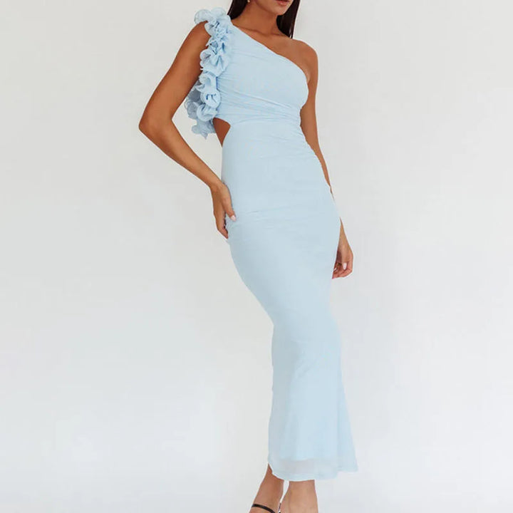 Seraphina | One-Shoulder Bloom Mesh Gown