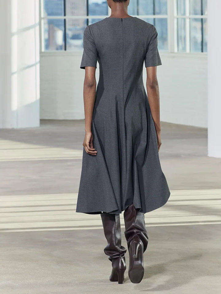 Amara | Wave-Detail A-Line Midi Dress
