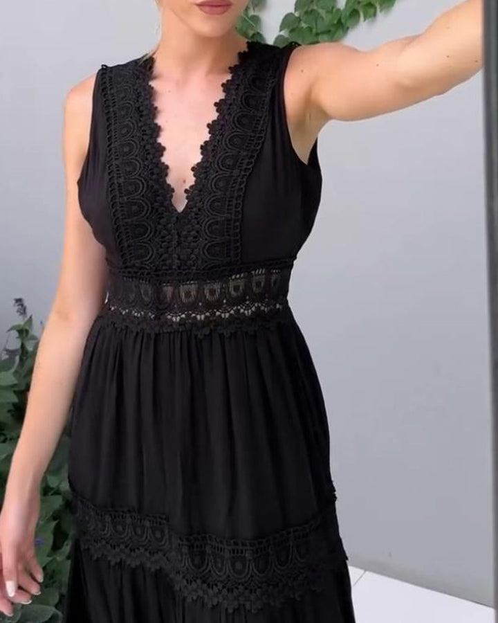 Charlotte | Handcrafted Lace V-Neck Dress