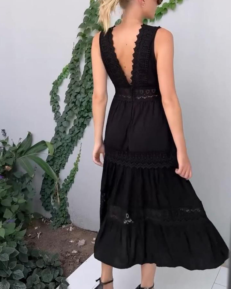 Charlotte | Handcrafted Lace V-Neck Dress