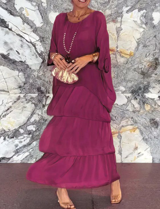 Caroline™ | Relaxed Fit Maxi Dress with Round Neck