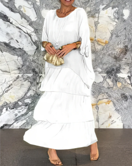 Caroline™ | Relaxed Fit Maxi Dress with Round Neck
