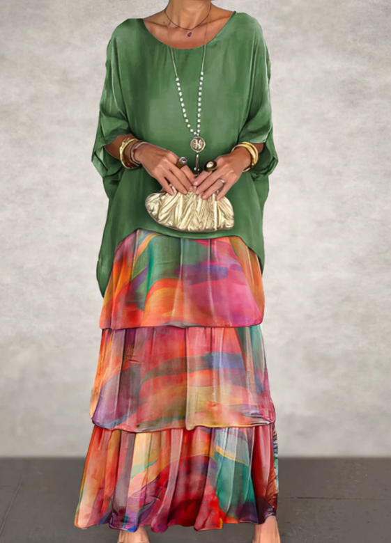 Caroline™ | Relaxed Fit Maxi Dress with Round Neck