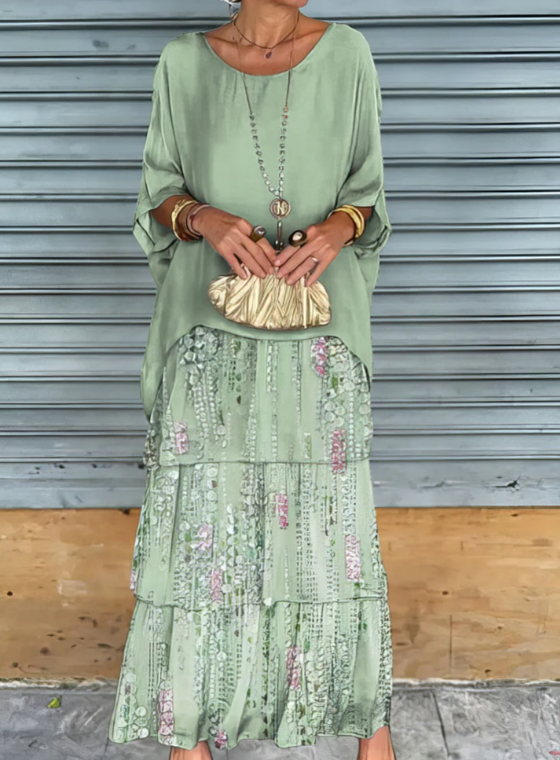 Caroline™ | Relaxed Fit Maxi Dress with Round Neck