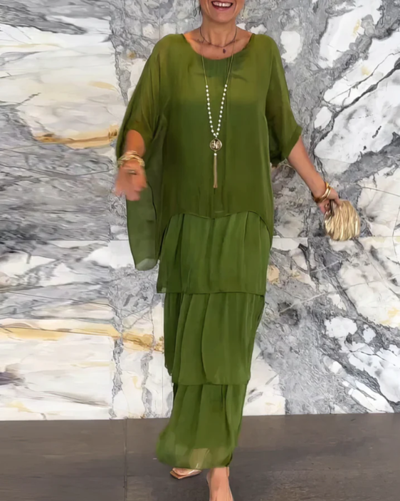 Caroline™ | Relaxed Fit Maxi Dress with Round Neck