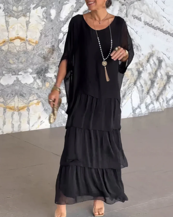 Caroline™ | Relaxed Fit Maxi Dress with Round Neck