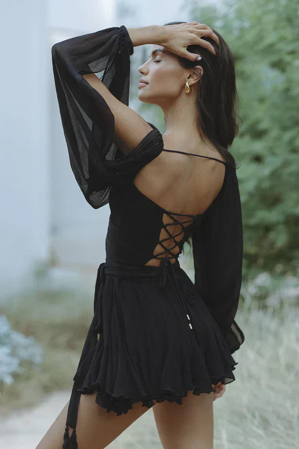 Celestine – Playful Balloon Sleeve Mini Dress