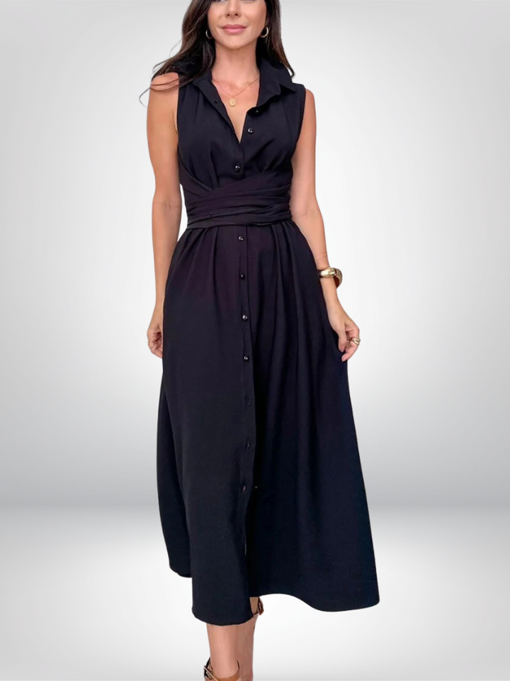 Ivana™ | Belted Button-Down Midi Shirt Dress