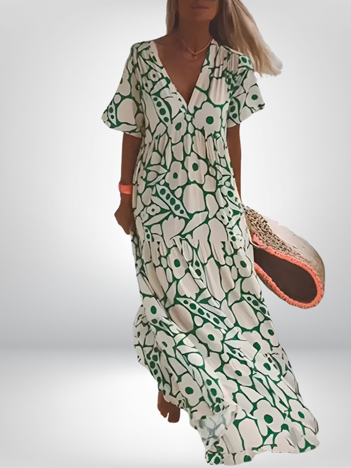 Adelise – Graphic Floral Maxi Dress
