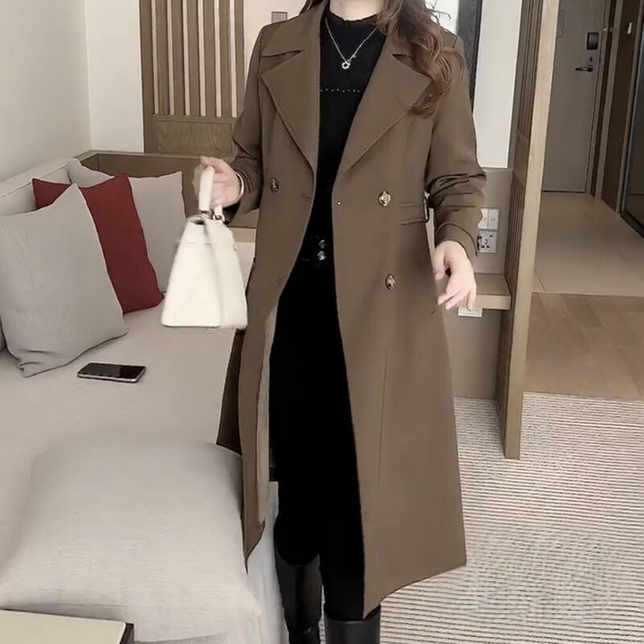Nadine™ | Elegant Wool Trench Coat