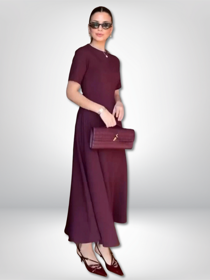 Celeste | Retro Short-Sleeve Maxi Dress