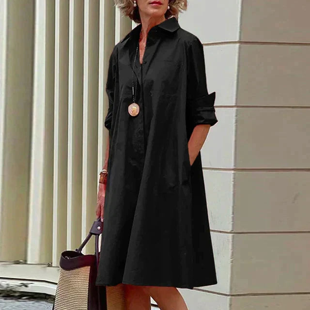 Elara – Everyday Midi Shirt Dress