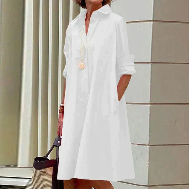 Elara – Everyday Midi Shirt Dress