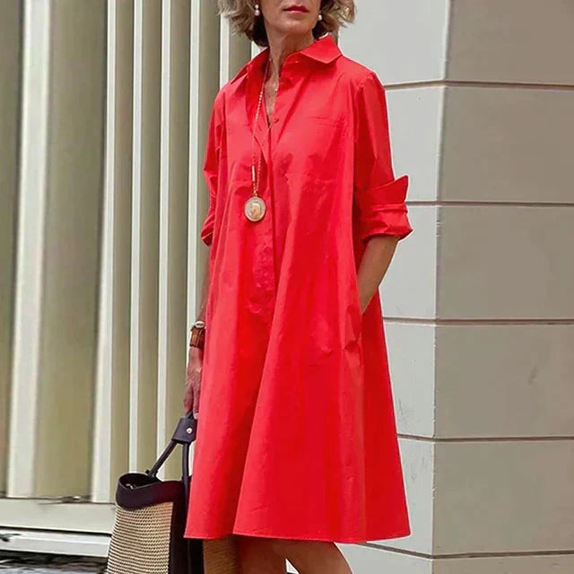 Elara – Everyday Midi Shirt Dress