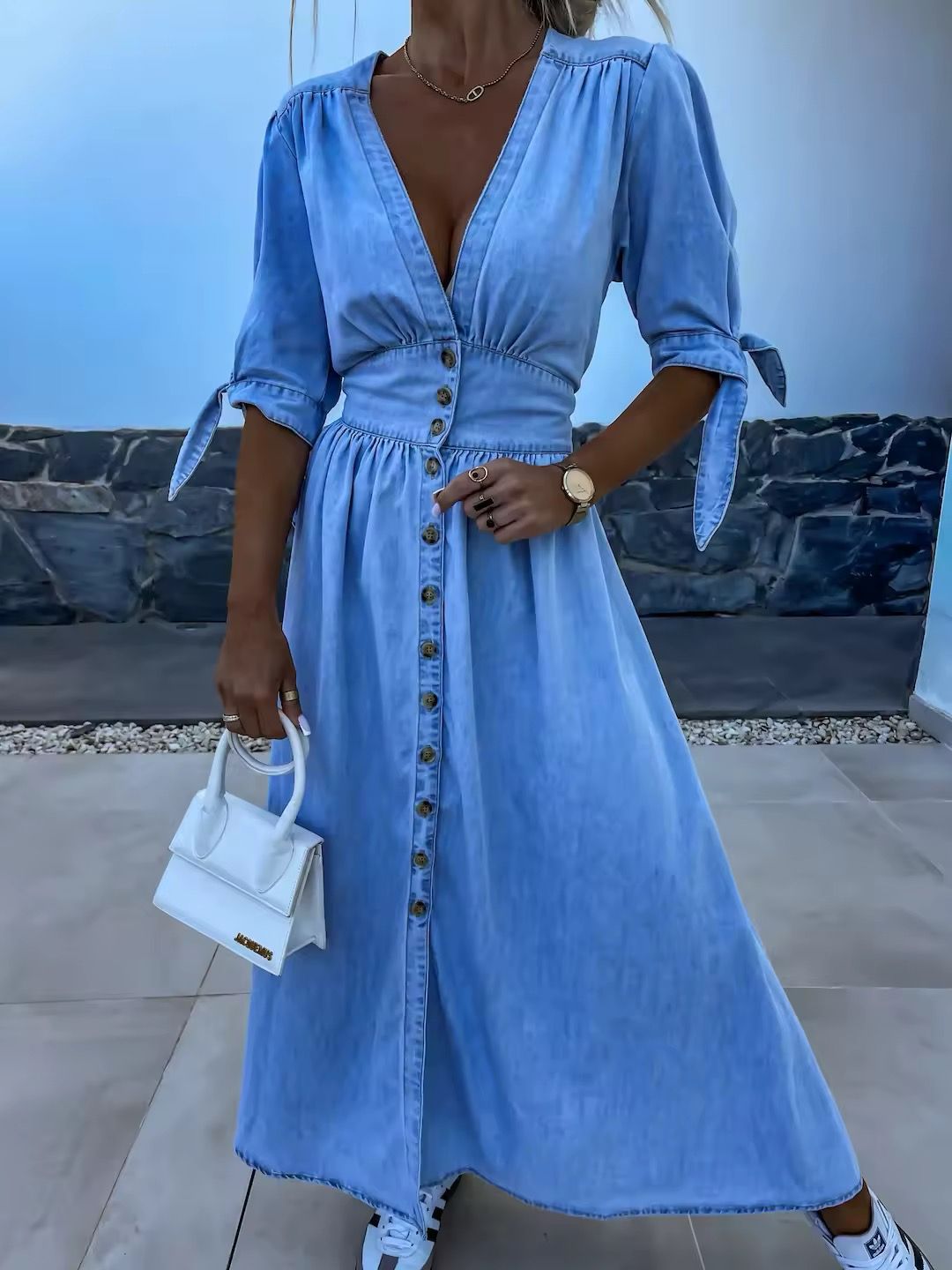 Maribel – Soft Denim Maxi Dress