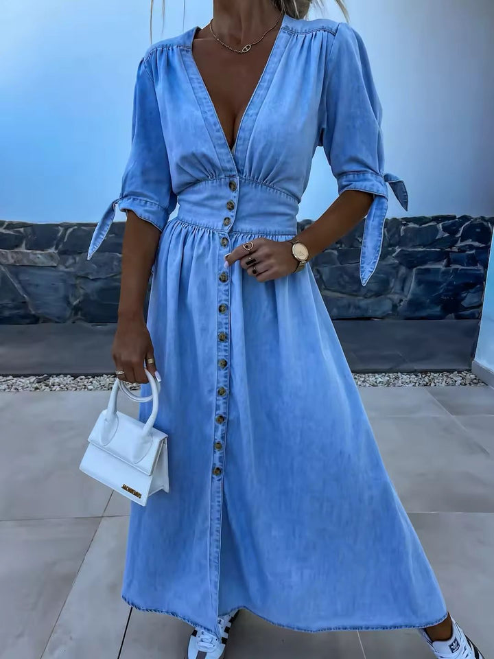 Maribel – Soft Denim Maxi Dress