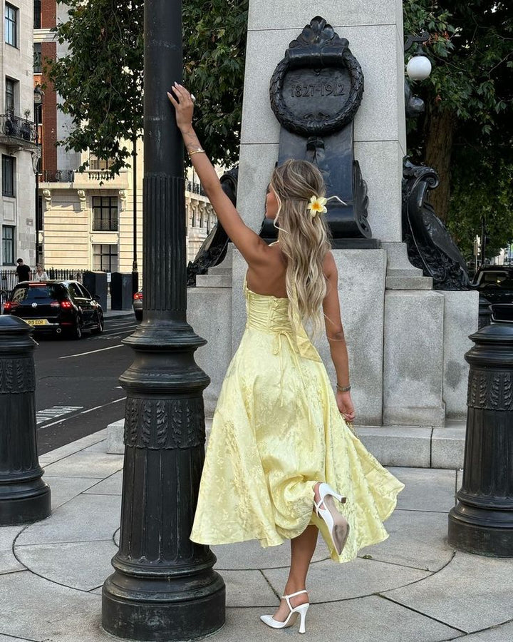 Fiona | Halter Sleeveless Midi Dress