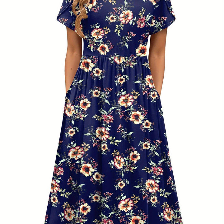 Carys™ – Floral Midi Dress with Pockets