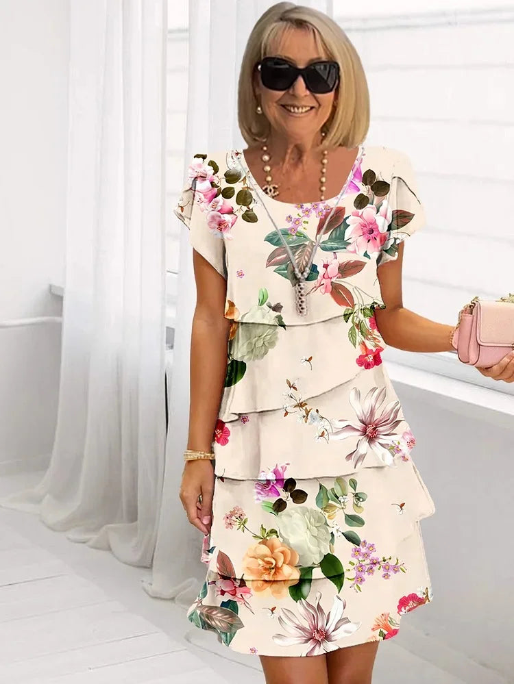 Giselle™ | Ruffled Floral Pleated Dress