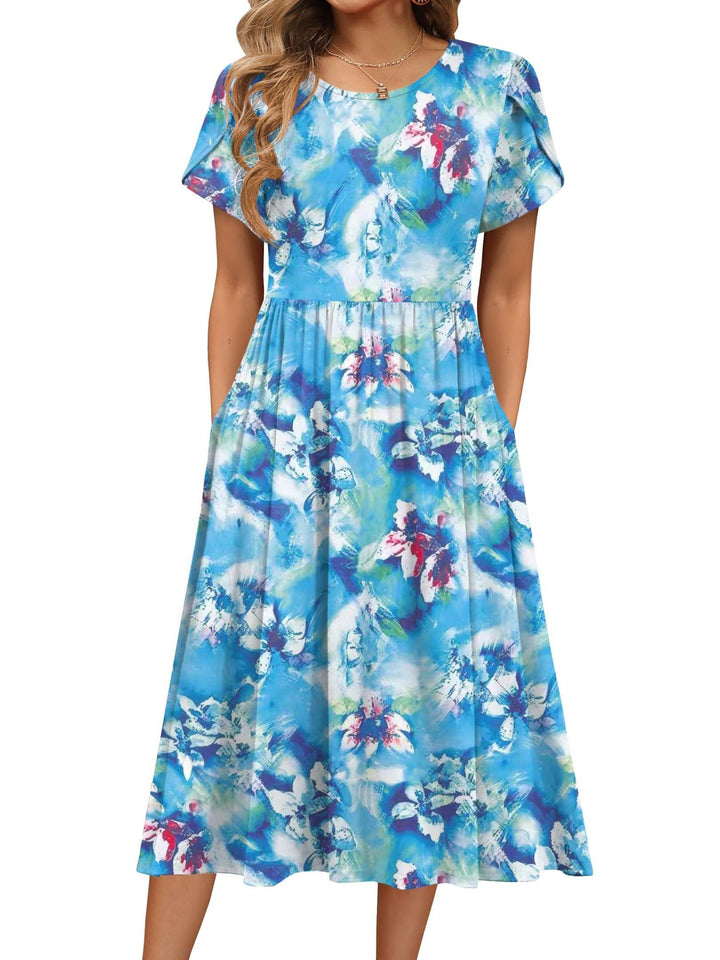 Carys™ – Floral Midi Dress with Pockets