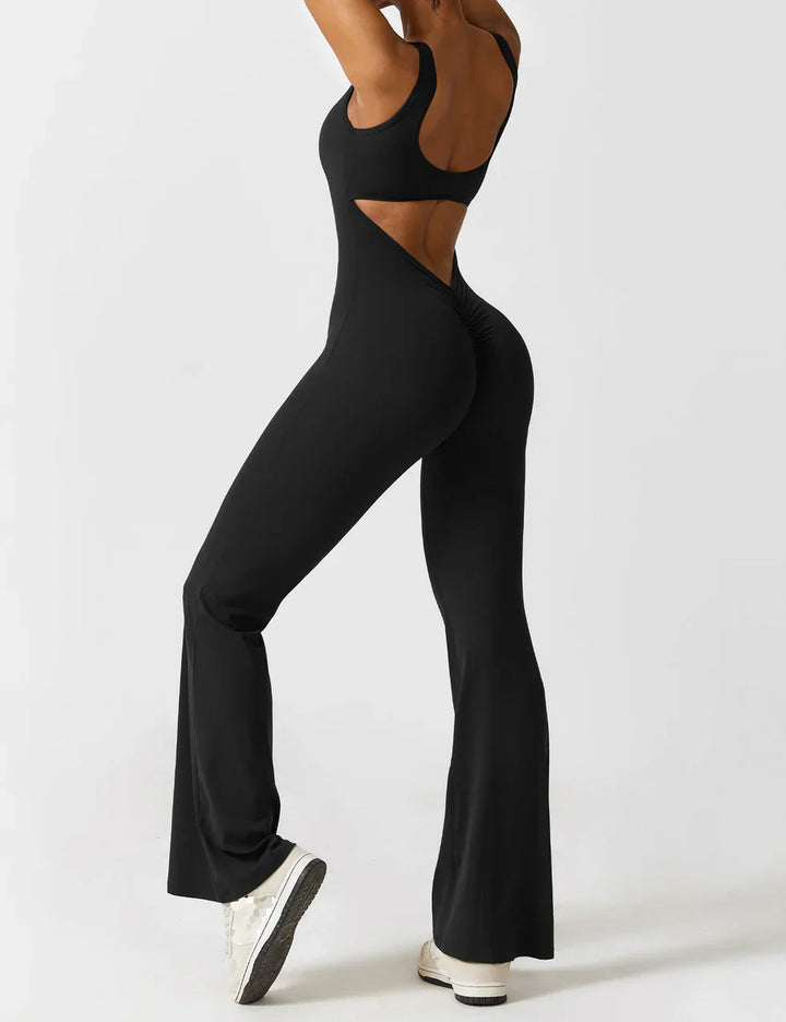 Elena™ | Elegant Flared Jumpsuit with V-Back