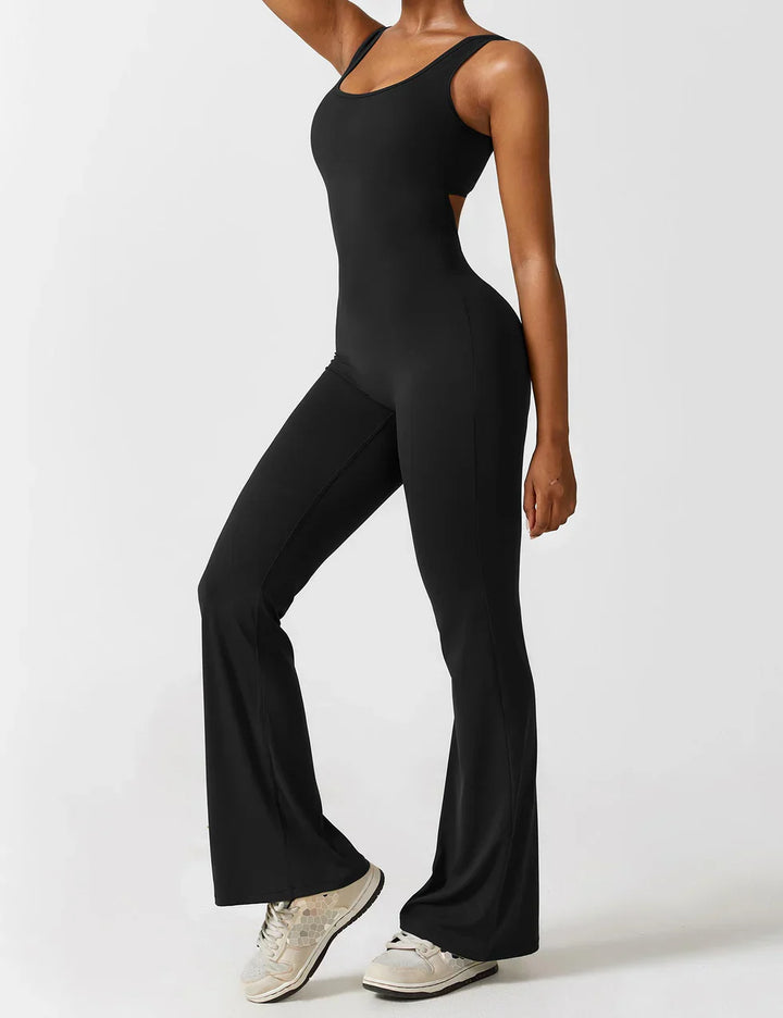 Elena™ | Elegant Flared Jumpsuit with V-Back